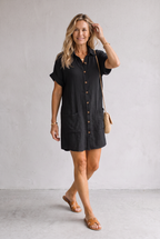 Emilia Weston | Linen Look Shirt Mini Dress For Women