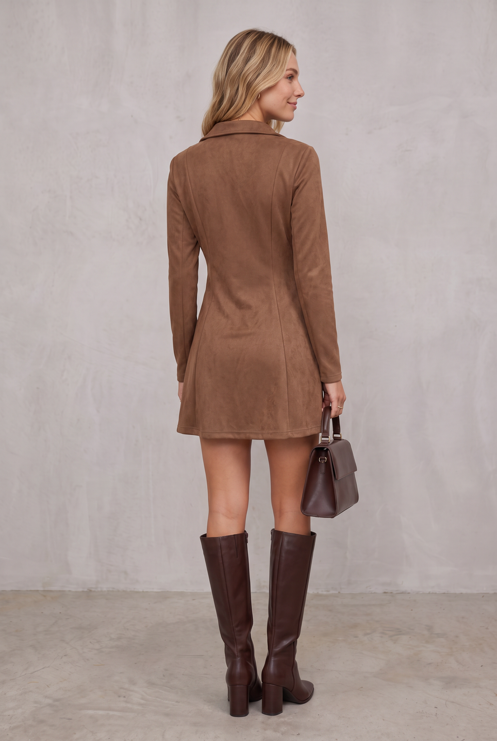 Araminta Malmore | Brown Collared Fit And Flare Mini Dress For Women