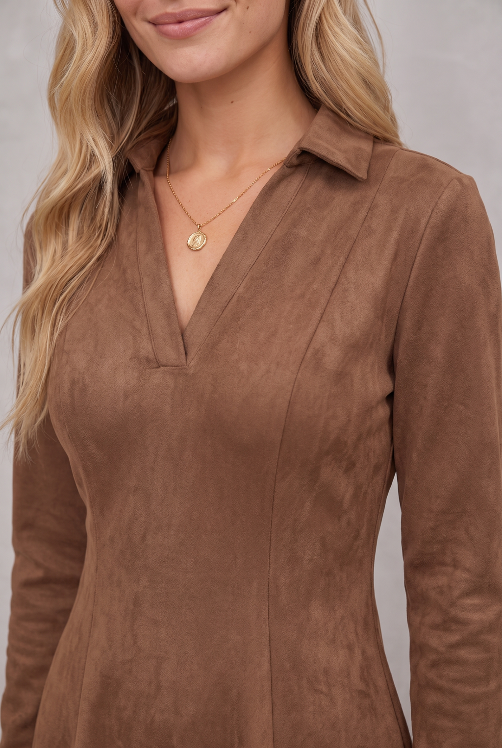 Araminta Malmore | Brown Collared Fit And Flare Mini Dress For Women