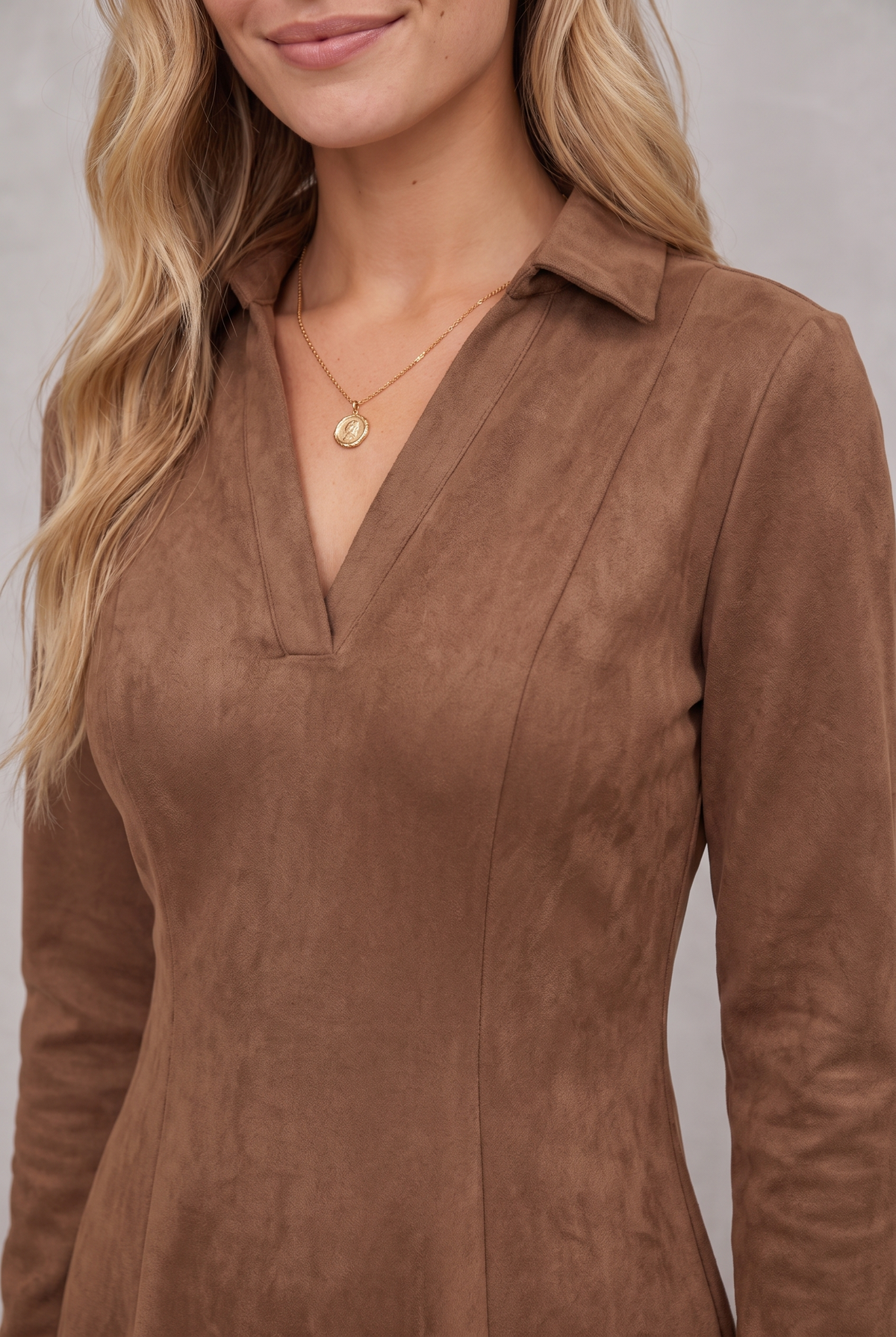 Araminta Malmore | Brown Collared Fit And Flare Mini Dress For Women