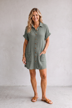 Emilia Weston | Linen Look Shirt Mini Dress For Women