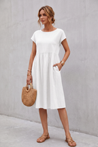 Isabella Moreau | Effortless Linen Look Midi Dress For Women