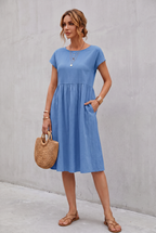 Isabella Moreau | Effortless Linen Look Midi Dress For Women