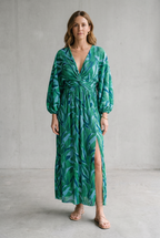 Matilda Parker | Pleated V-Neck Maxi Dress For Women