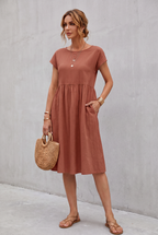 Isabella Moreau | Effortless Linen Look Midi Dress For Women