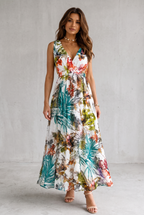 Isla Robertson | Tropical Floral V-Neck Maxi Dress For Women