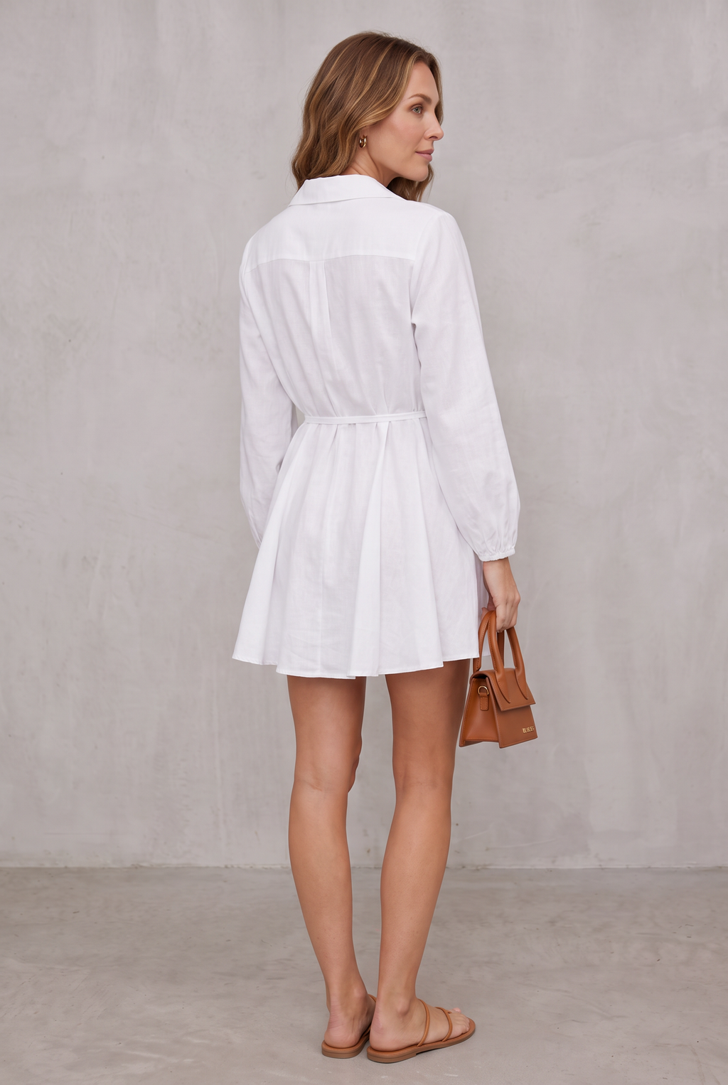 Anneliese Kempford | White Puff Sleeve Shirt Dress For Women