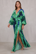 Matilda Parker | Pleated V-Neck Maxi Dress For Women