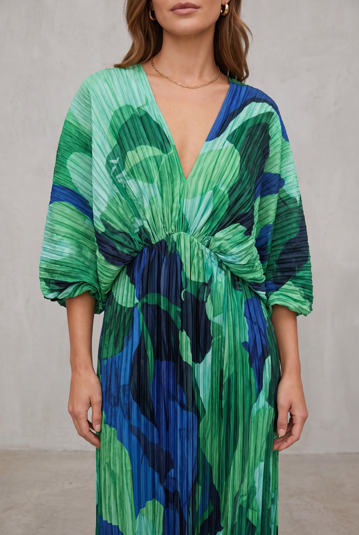 Matilda Parker | Pleated V-Neck Maxi Dress For Women