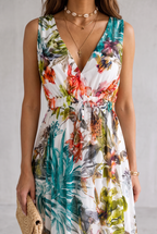 Isla Robertson | Tropical Floral V-Neck Maxi Dress For Women