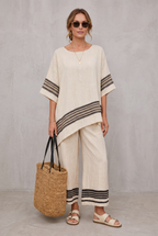 Sophia Hughes | Striped Linen Look Two-Piece Set For Women