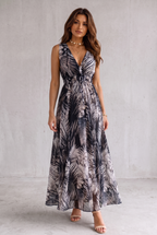 Isla Robertson | Tropical Floral V-Neck Maxi Dress For Women