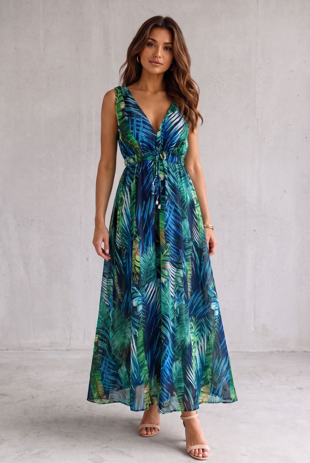 Isla Robertson | Tropical Floral V-Neck Maxi Dress For Women