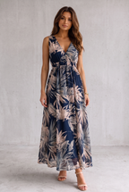 Isla Robertson | Tropical Floral V-Neck Maxi Dress For Women