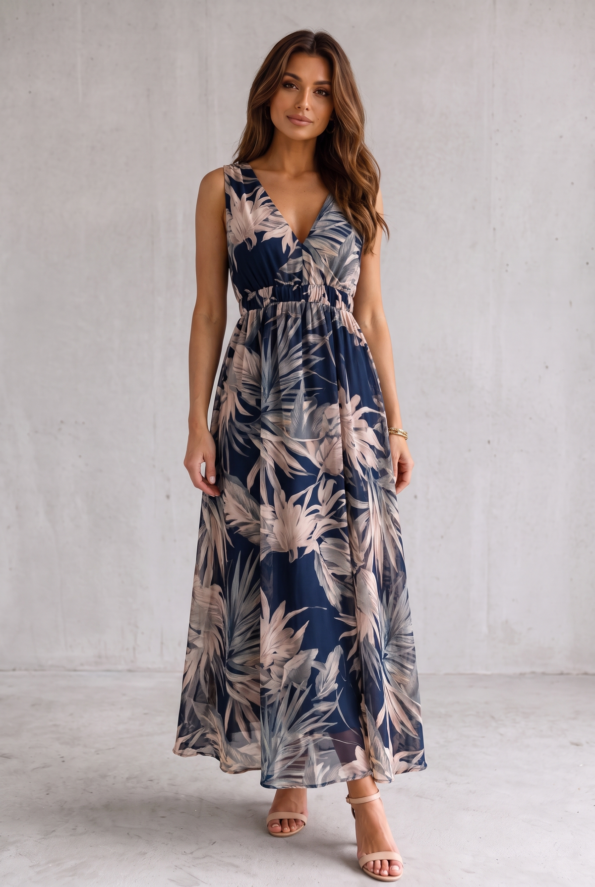 Isla Robertson | Tropical Floral V-Neck Maxi Dress For Women