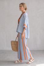 Elise Cunningham | Striped Linen Look Two-Piece Set For Women