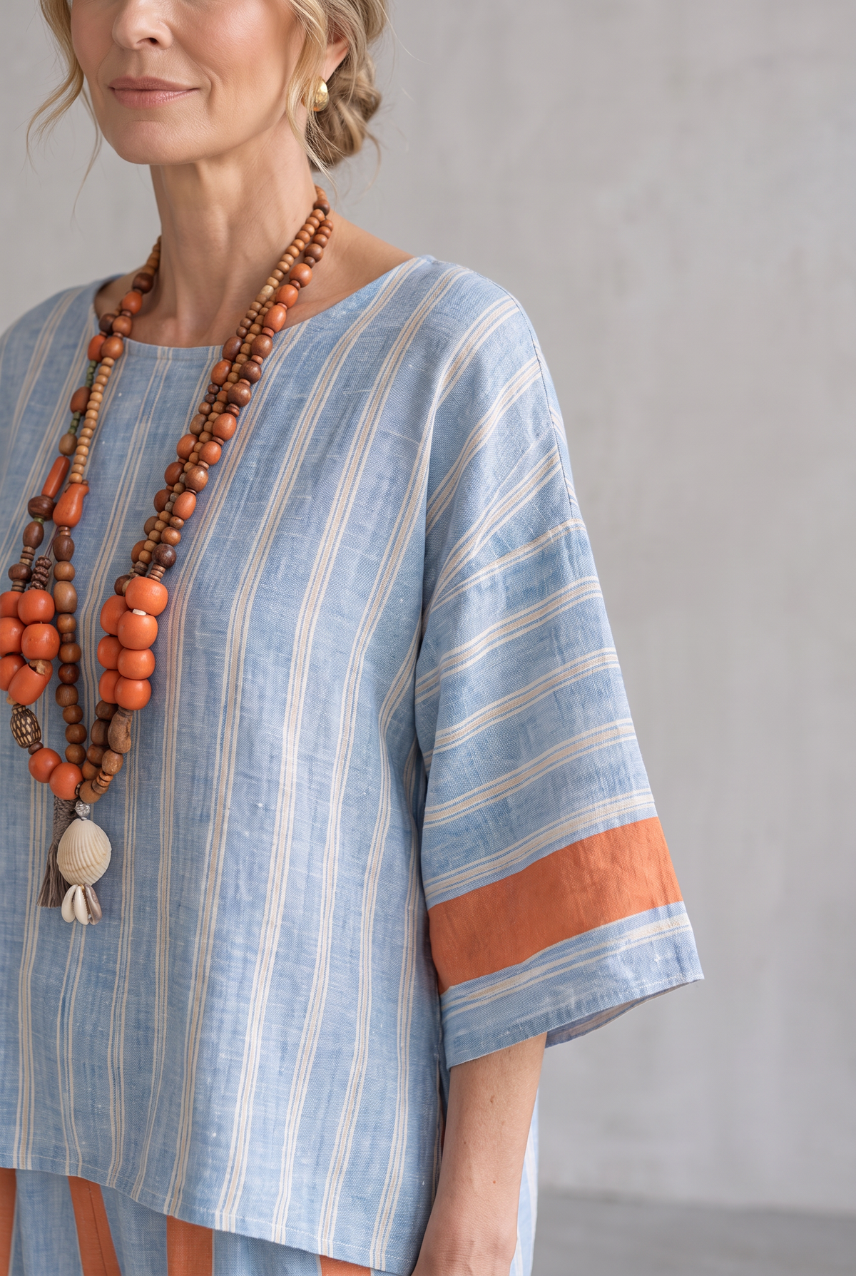 Elise Cunningham | Striped Linen Look Two-Piece Set For Women