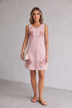 Scarlett Barnes | Denim Floral Print Midi Dress For Women