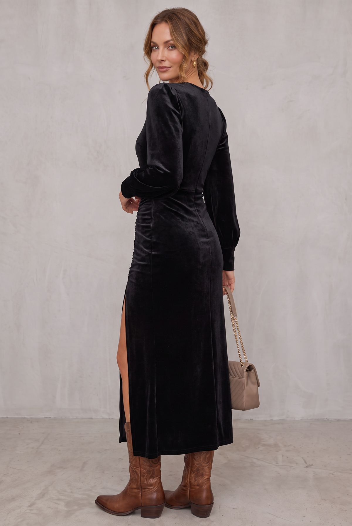 Phoebe Turner | Velvet Midi Cocktail Dress For Women