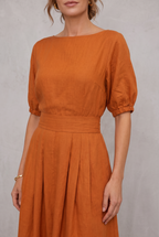 Ivy Marsh | Puff Sleeve Top And Midi Skirt Set For Women