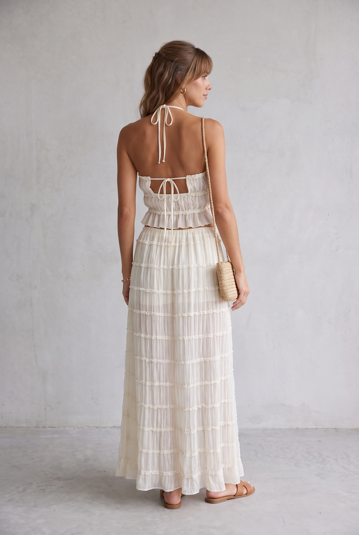 Ruby Collins | Ruffle Crop Top & Maxi Skirt Set For Women