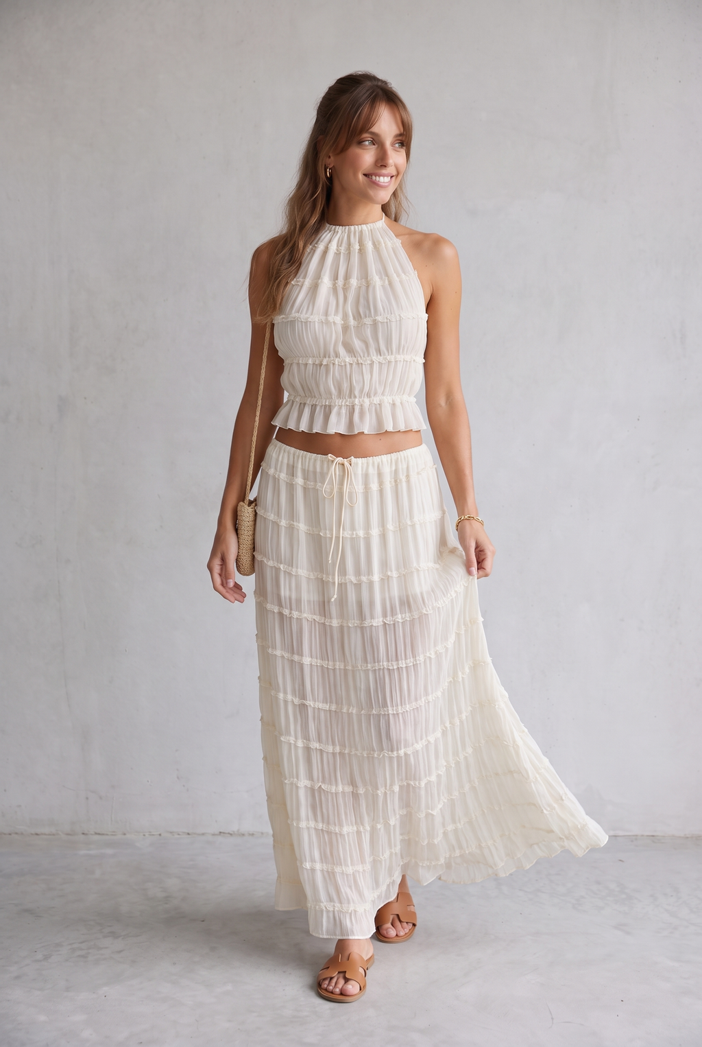 Ruby Collins | Ruffle Crop Top & Maxi Skirt Set For Women