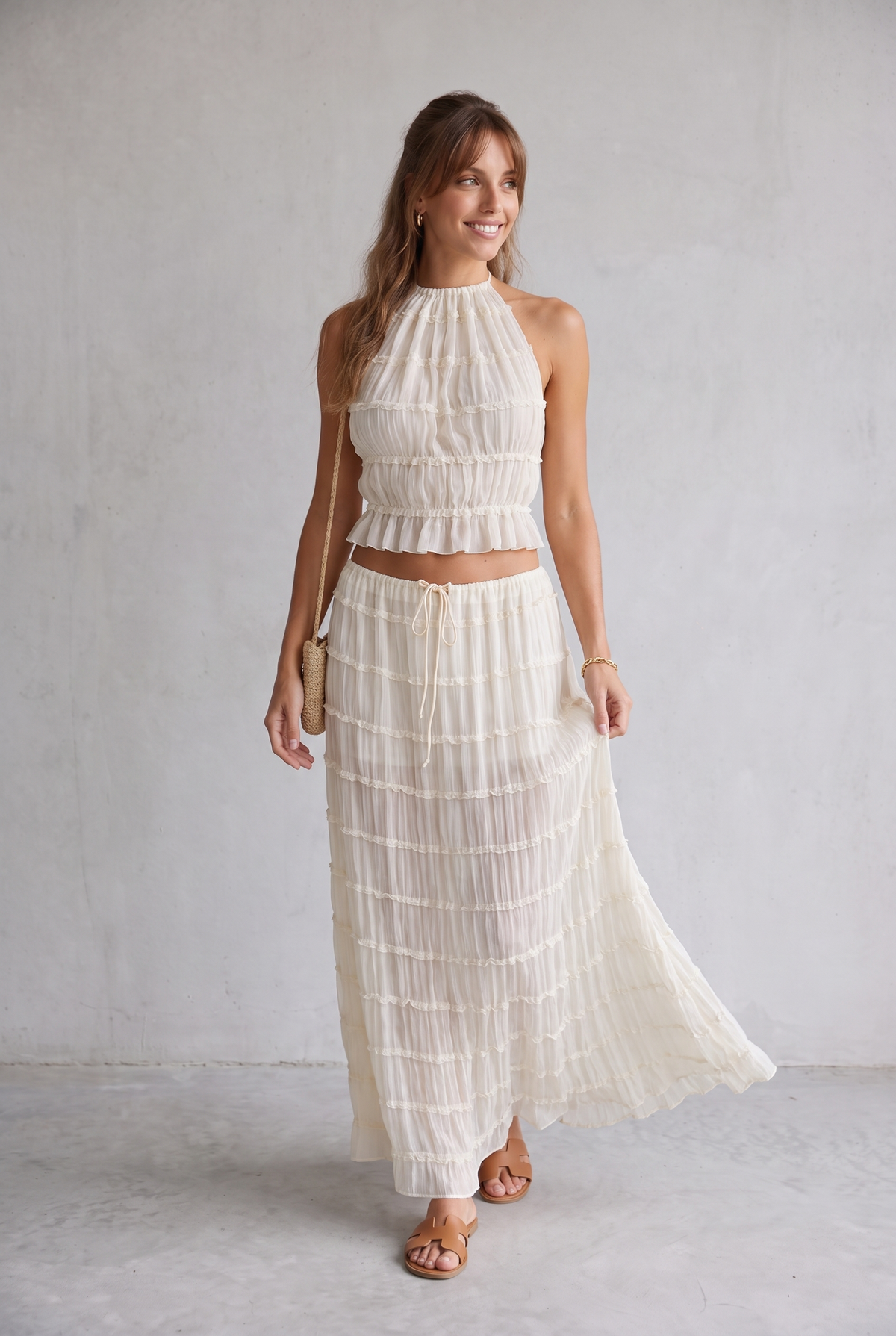 Ruby Collins | Ruffle Crop Top & Maxi Skirt Set For Women
