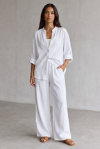 Harriet Campbell | Linen Look Wide Leg Two Piece Set For Women