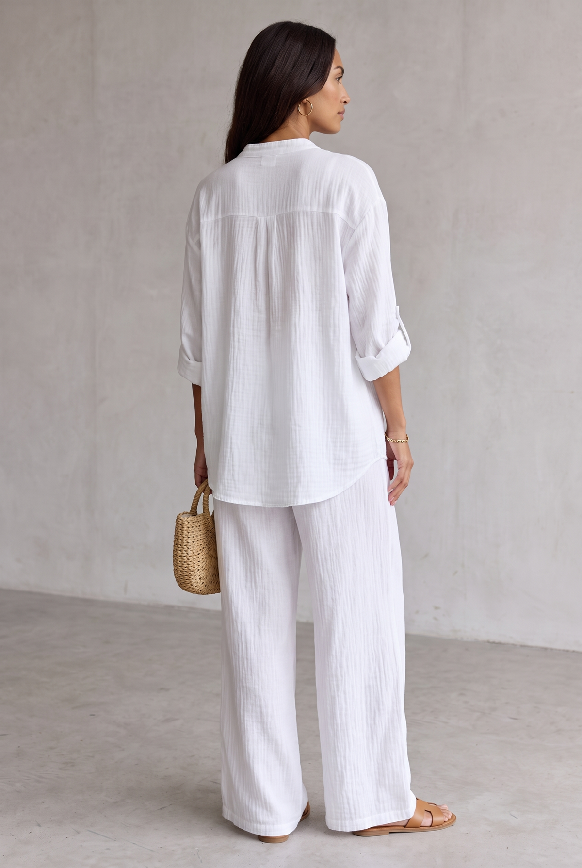 Harriet Campbell | Linen Look Wide Leg Two Piece Set For Women