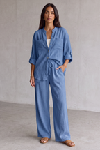 Harriet Campbell | Linen Look Wide Leg Two Piece Set For Women