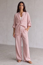 Harriet Campbell | Linen Look Wide Leg Two Piece Set For Women