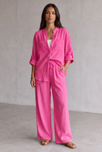 Harriet Campbell | Linen Look Wide Leg Two Piece Set For Women