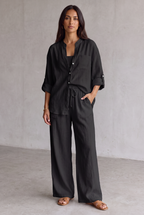 Harriet Campbell | Linen Look Wide Leg Two Piece Set For Women