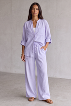 Harriet Campbell | Linen Look Wide Leg Two Piece Set For Women