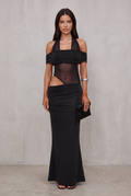 Isla | Women's Off-Shoulder Mesh-Panel Cocktail Party Dress