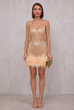 Aria | Women's Sequin Bodycon Spaghetti-Strap V-Neck Cocktail Party Dress