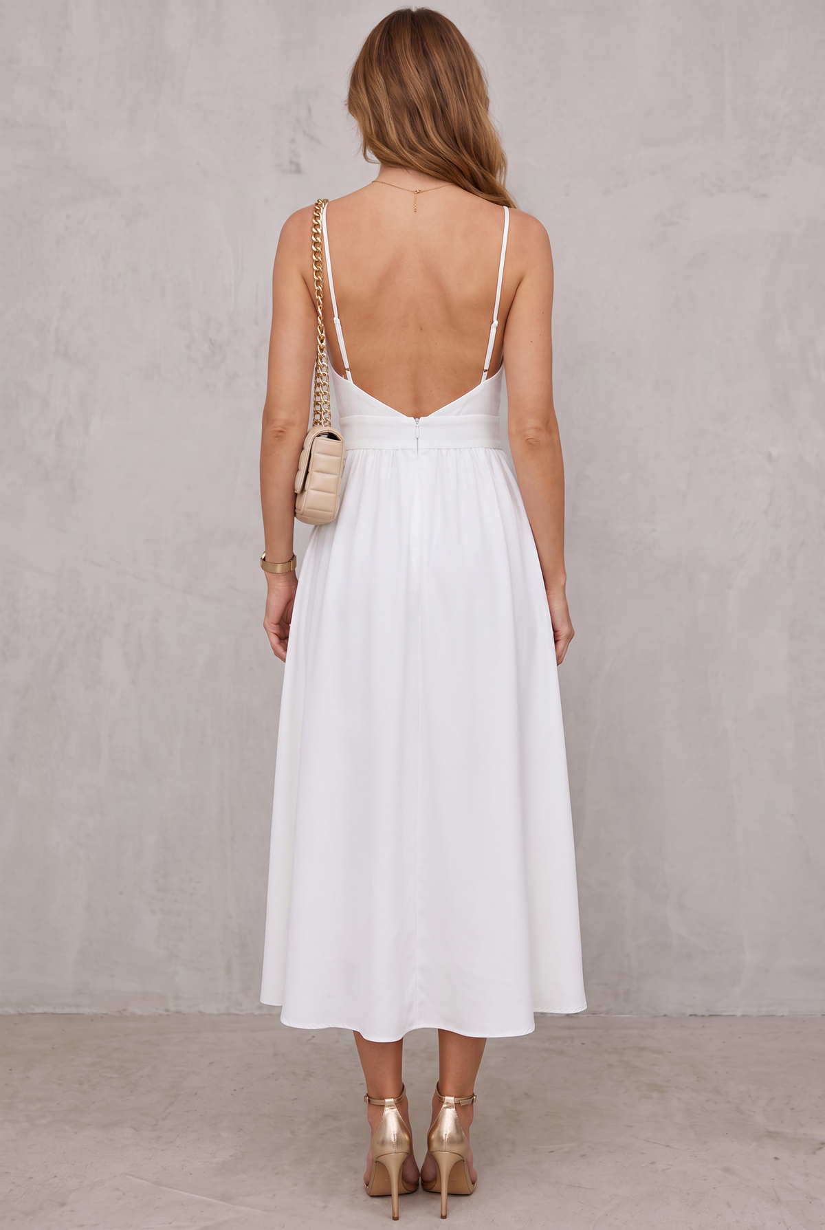 Sienna | Women's High-Slit Cut-Out Cocktail Party Dress V-Neck Midi