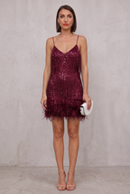 Aria | Women's Sequin Bodycon Spaghetti-Strap V-Neck Cocktail Party Dress