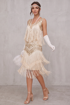 Freya | Women's 1920s Sequin Fringe Cocktail Party Dress Flapper Style
